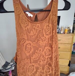 Free People Floral Lace Tank Top - Rust